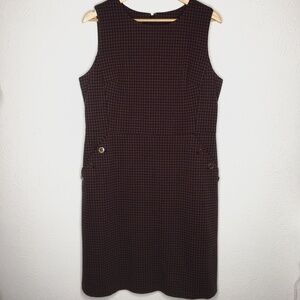 TALBOTS Red Black Houndstooth Sleeveless Dress Size 12